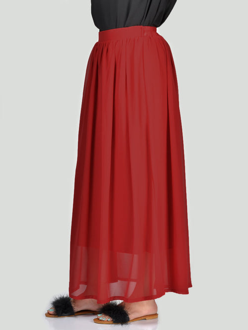 Chiffon Skirt-Maroon