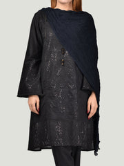Crushed Dupatta-Dark Navy