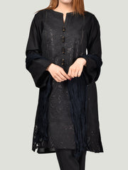 Crushed Dupatta-Dark Navy