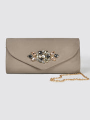 Embellished Suede Clutch