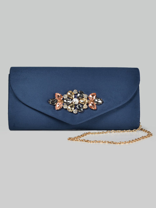 Embellished Suede Clutch