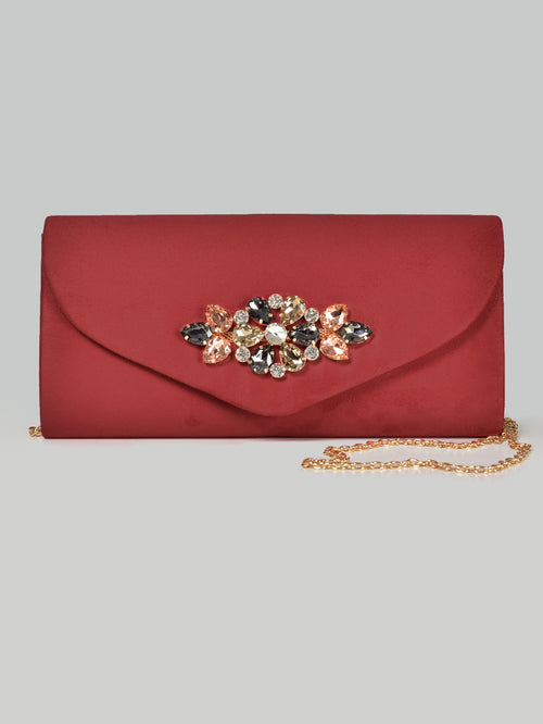 Embellished Suede Clutch